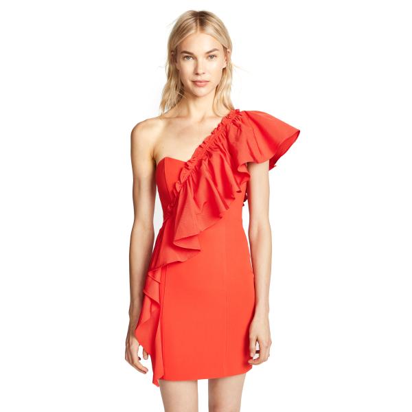 Vestido Bodycon de las señoras del hombro del volante mini