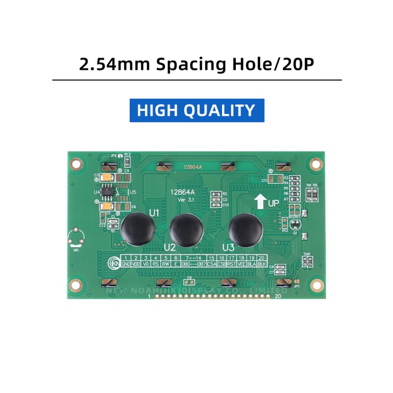 Yellow Green Film 12864A 20PIN SBN0064 Controller Parallel Port For Arduino 128X64 Graphics LCD