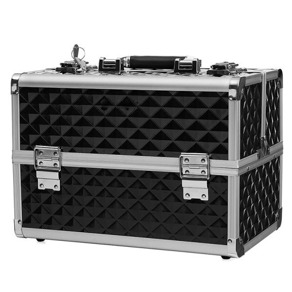 Heavy Duty Aluminum Material Professional Makeup Box With Adjustable Trays