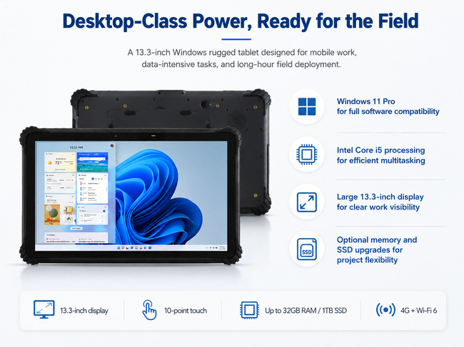 Field Inspection Tablet 13.3 Inch for Industrial Monitoring Visual Review and Site Reports