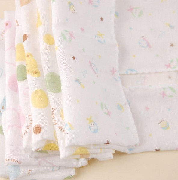 Small Square baby muslin cloths Baby cotton double gauze cartoons handkerchief towel