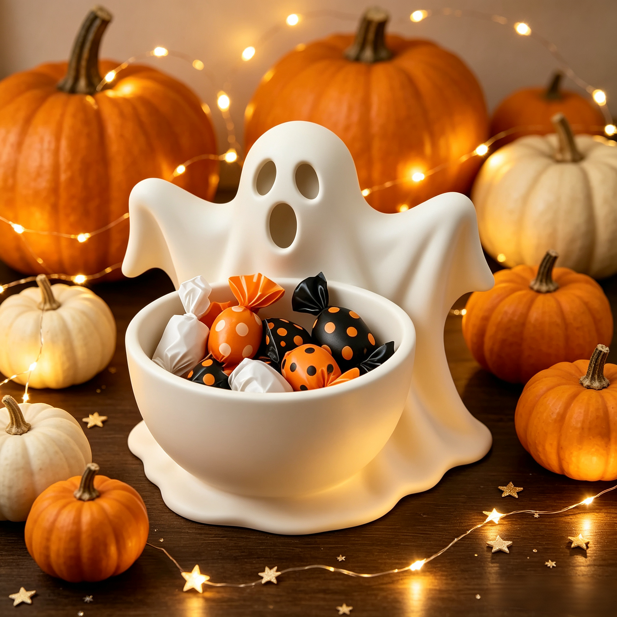 Hollow Facial Ghost Container, 3D Printed Holiday Decoration for Succulent Plant & Small Ornament Display