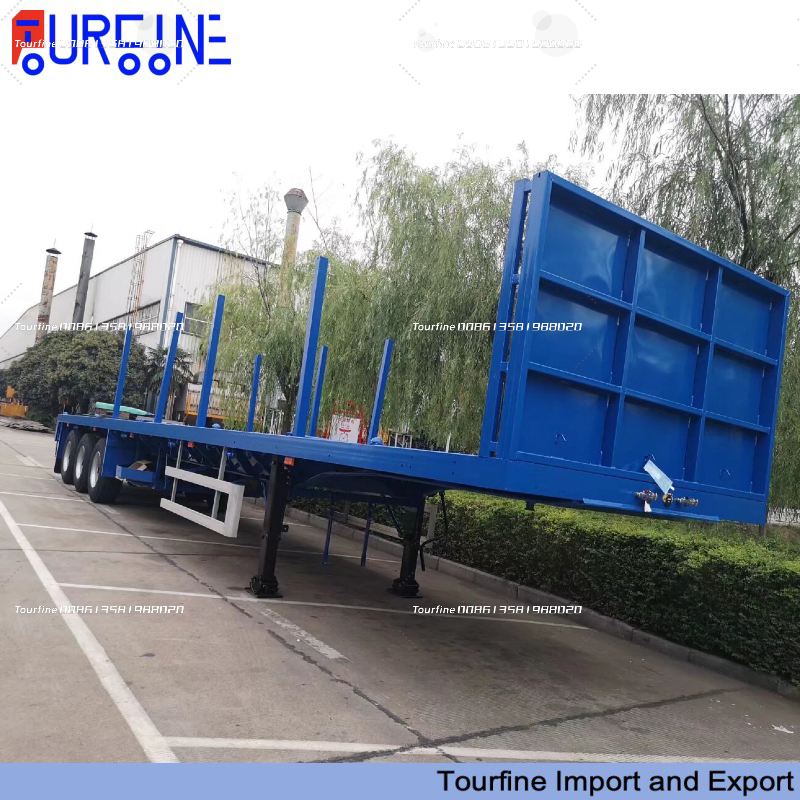 3 Axle Log Timber Semi Trailer with Side Stakes for Long Wood Transportation