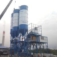 HZS120 Estação móvel de mistura de concreto de cimento para construção de aeroportos com sistema automático de controle PLC