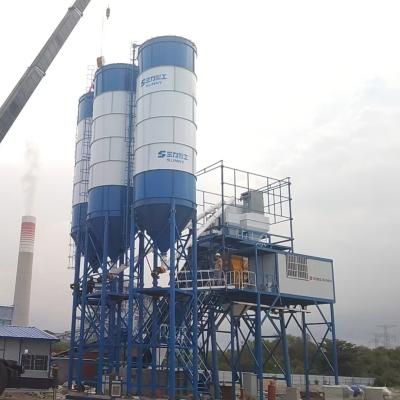 HZS120 Mobile Cement Concrete Mixing Plant Station For Airport Construction With Automatic PLC Control System