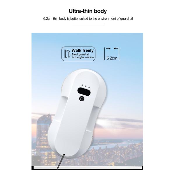 Robot de nettoyage de façade à pulvérisation d'eau ultra-mince de 62 mm, nettoyeur de vitres électrique pour le bain et le nettoyage extérieur