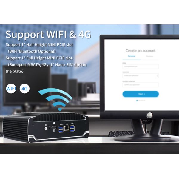X86 Mini PC with Intel Celeron 3867U 6 Gigabit LAN Ports Fanless Firewall Appliance for Network Security
