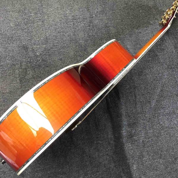 Custom J200 Flamed Maple Back Side Abalone Binding 550A Electronic Acoustic Guitar in Sunburst