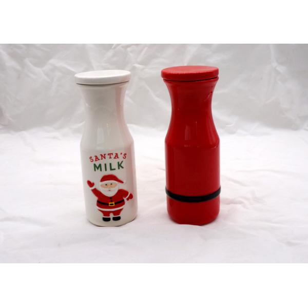 Strong Dolomite Ceramic Houseware / Ceramic Milk Bottle For Christmas Decoration