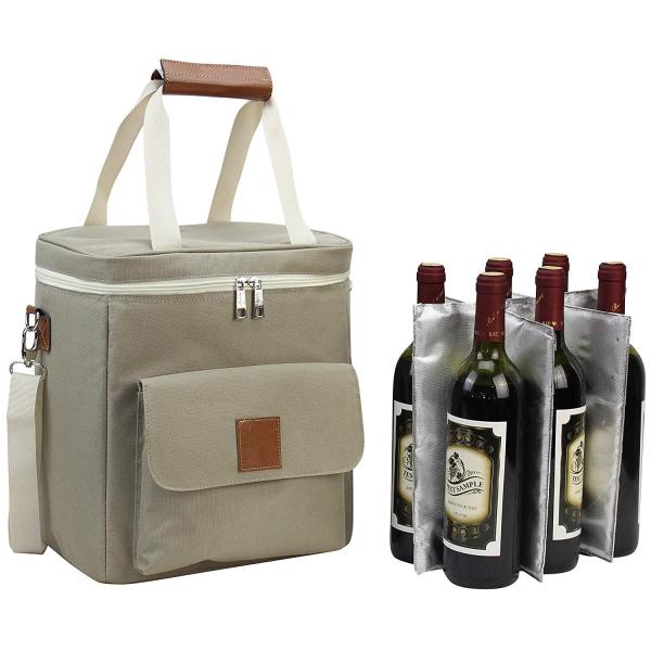 Resuable 6 Pack Beer Cooler Bag , Insulated Wine Cooler Tote Bag OEM Design