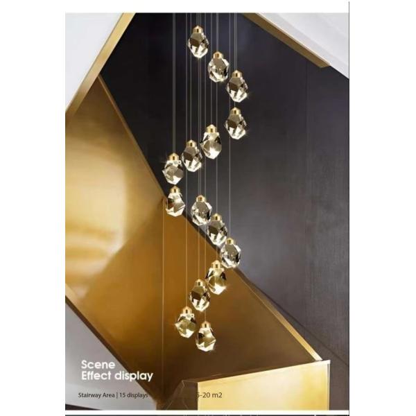 Hôtel Escalier Intérieur Luxe Moderne Chandelier de cristal Pendant Lumière avec LED Lampe de plafond Lampe de taille 130*110mm