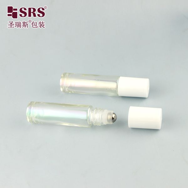 BLPM-10ML SRS Electroplated Iridescent Glass Roll-On Bottles for Perfume Customizable Luxury Cosmetic Packaging with Stainless Steel Roller Ball