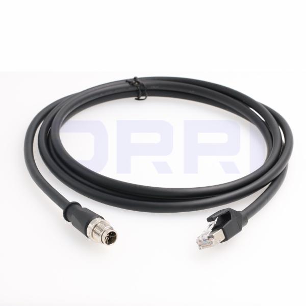 M12 X-Coded 8 Pole to Flexible Ethernet Cable , Cat6 Industrial Flexible Network Cable