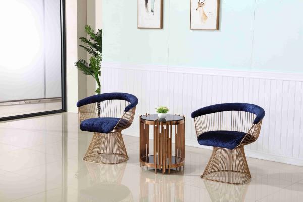 Leisure Garden Hotel Reception Chairs Metal Base Accent Chair Living Room Stainless Steel Frame