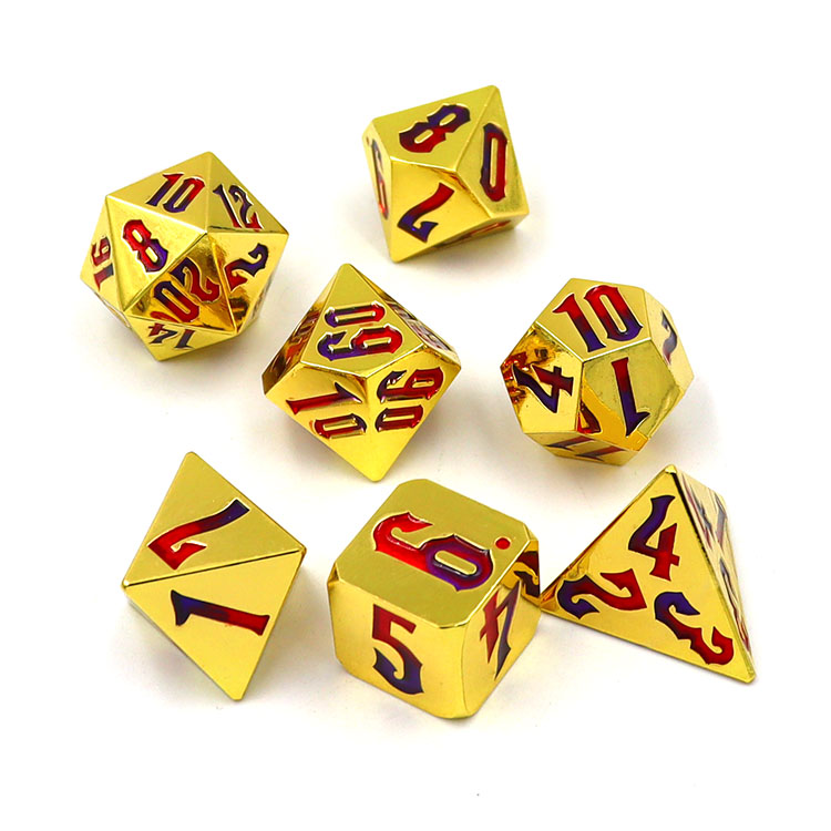 16MM Customized Color Zinc Alloy Metal Dice Set for DND RPG Board Games