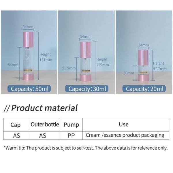 100 ml de Rose Gold Cosméticos Botellas de bomba de plástico Conjunto de botellas sin aire para el cuidado facial Esencia de loción 100 ml Volumen industrial