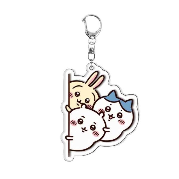Silk Screen Printed Acrylic Keychain Cute Cartoon Character Durable Metal Ring Included