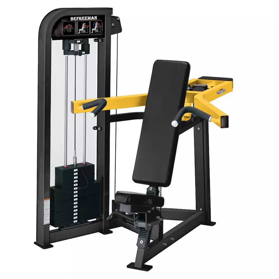 Commercial Shoulder Press Machine with 80KG Weight Stack, Foldable Seated Shoulder Press and Wooden Box Package