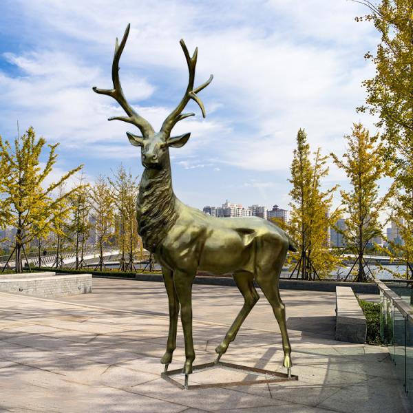 Gnee Garden Cast Iron Outdoor Metal Sculpture Brass Elk Statue