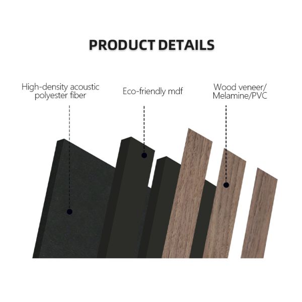 Modern Wood Slat Acoustic Panels for Home Office or Studio Soundproof Decorative Wall Cladding for Interior Design