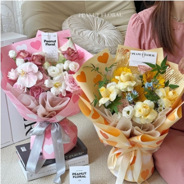 Papel de embalaje de ramos de rosas a prueba de agua en colores de amor de neón