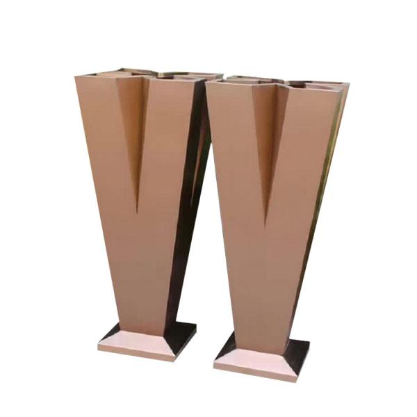 X Type Rose Gold Stainless Steel Plant Pots Cross Tall Vertical
