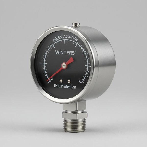 WINTERS PPC Stainless Steel Movement Pressure Gauge with IP65 Protection and ±0.5% Accuracy