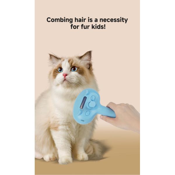 Cepillo de vapor para mascotas de limpieza de cabello de masaje Cepillo de auto-cat limpio de perros Spray peinado de depilación