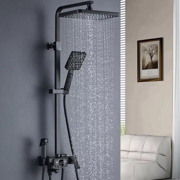 Wall Mounted Black Matte Shower Head Set 8 Shower Head Kit 7-9um