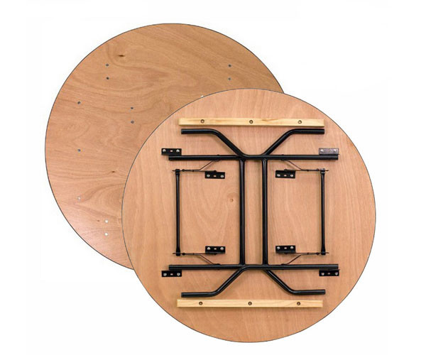 Quadro de dobramento redondo portátil do metal da parte superior da madeira compensada da tabela de banquete 5ft