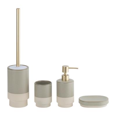 Acessórios de balcão de banheiro em cerâmica Conjunto de forma redonda Dispensador de sabão de dois tons Dispensador de sabão de dois tons Produtos domésticos