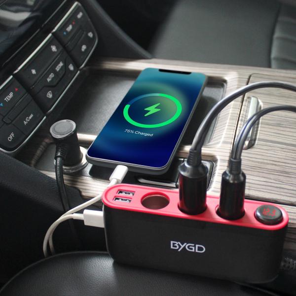 Electric Car Charger Inverter Solar Power Charging Solar Electric Car Charger 3.1A 15W Smart Charging 2 Usb Phone Car Charger