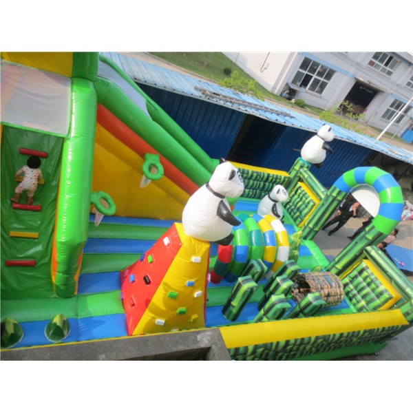 Commercial Factory Sale of Large Panda Jumpers Inflatable Bounce House Kids' Bouncy Castle with Slide Inflatable Playground