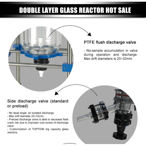 10L 20L 50L Jacketed Glass Reactor Glass & Stainless Steel Reactor