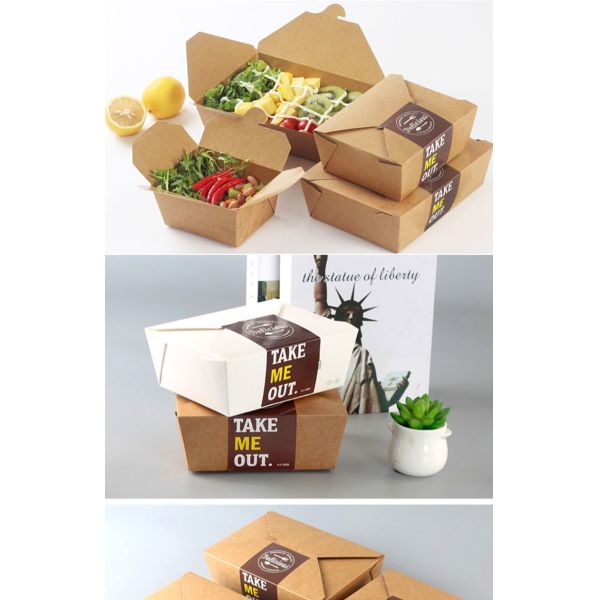 Food Grade Disposable Kraft Paper Box Paperboard Trays Packaging