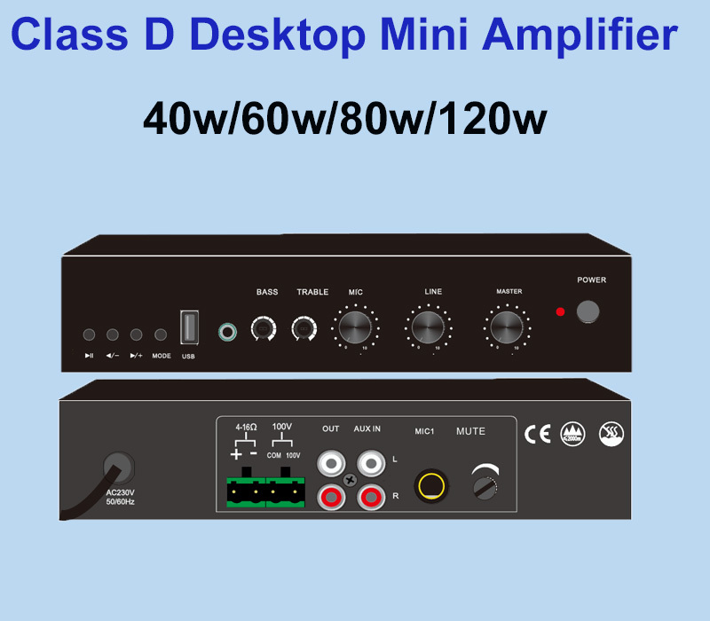Desktop Mixing Amplifier 60W Digital Speaker Mixer Amplifier