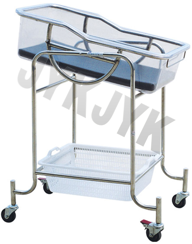  Stainless Steel Hospital Infant Bassinet Baby Trolley Bed Crib Anti Bacterial