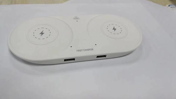 Factory Wholesale High Efficiency 7.5W 10W Total 20W Aluminum Dual QI Fast Wireless Charger Pad for Iphone 8/Iphone X/ S