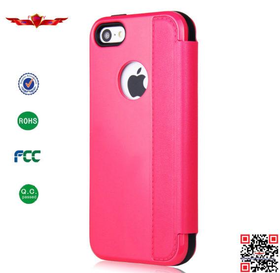 New Arrival 100% Qualify Colorful PU Flip Leather Cover Cases For Iphone 5 5S Fashion