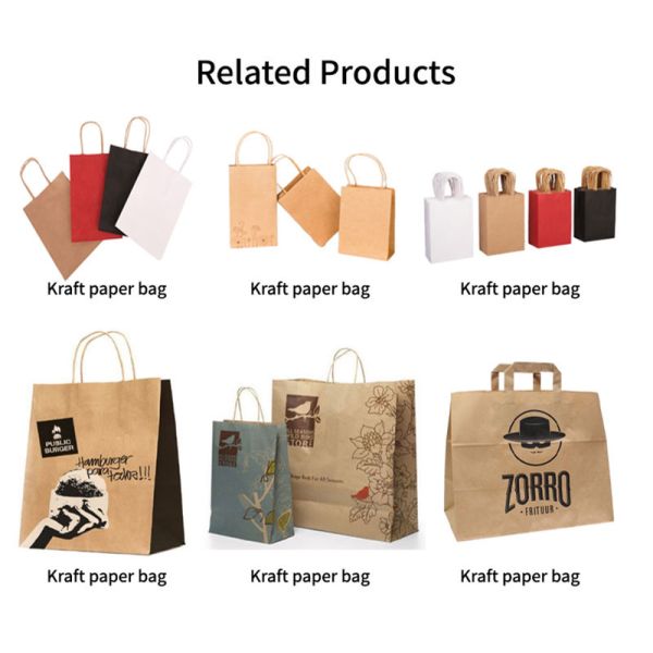 Personalised Kraft Paper Printed Takeaway Bags For Restaurant Hot Food