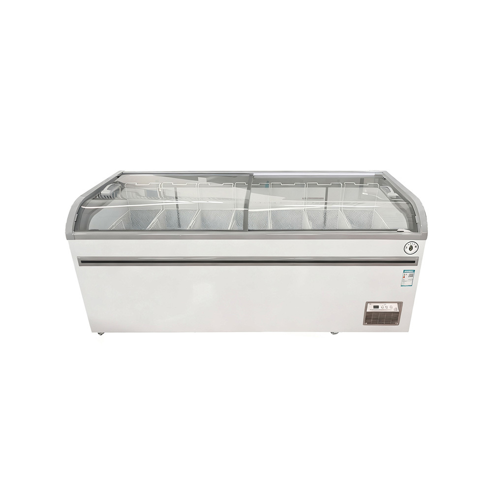 Commercial Sliding Glass Door Deep Freezer with Curved Tempered Glass and Energy-Efficient Cooling