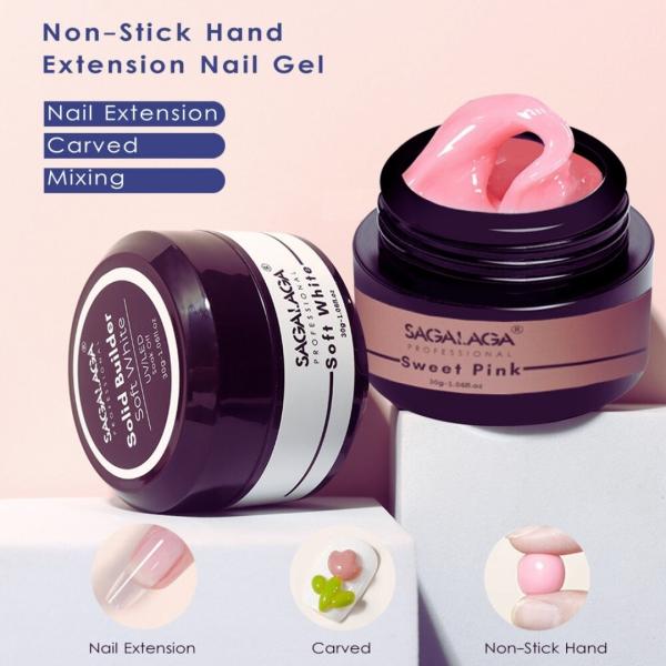 UV LED Solid Builder Hard Gel for Nails 50g Clear for Nails 3D Sculpting Gel Non-Sticky Hand Carving Nail Extension