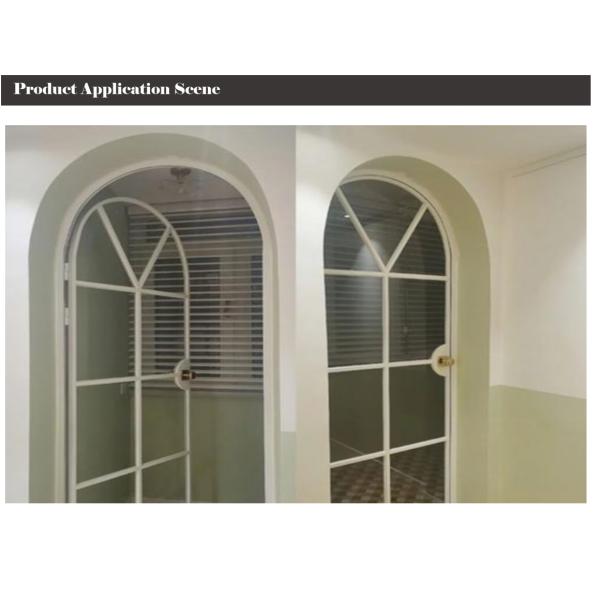 Round Arched Top Aluminum Casement Doors , Retro Exterior Doors With Hinge