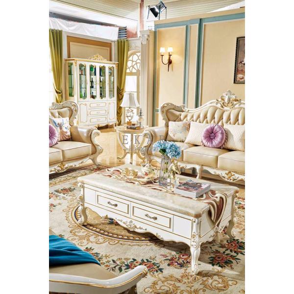White Marble Top Storage Wooden Coffee Table