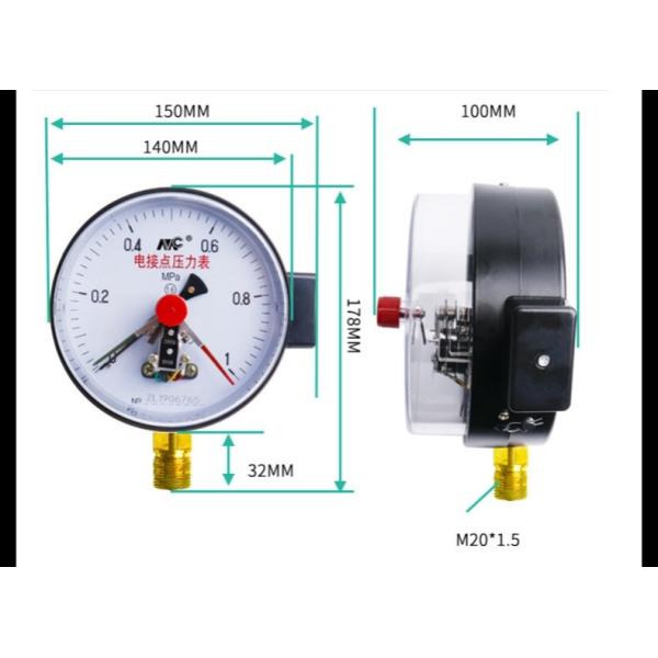 YXC150 Electric Contact Pressure Gauge Magnetically Assisted