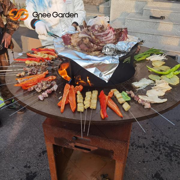Rusty Color Outdoor BBQ Grills Charcoal Smoker With Round Dia 100cm Cooking Plate