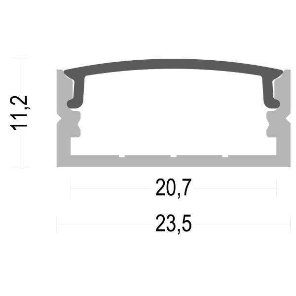 Width16*High6mm плоско установило профиль прокладки СИД алюминиевый с крышкой отражетеля ПК
