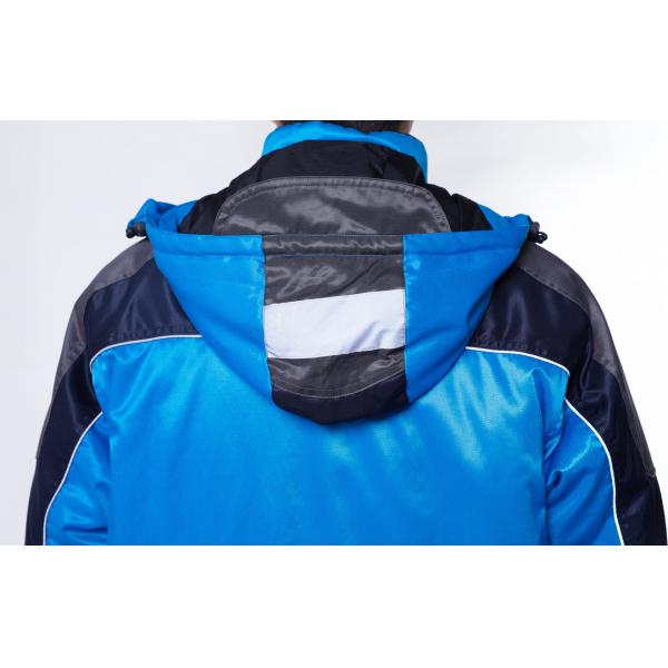 Reflective Tape Padded Winter Coat / Mens Warm Work Coats Blue And Navy
