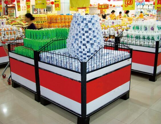 Metallic Supermarket Accessories Promotion Counter Table With Guardrail