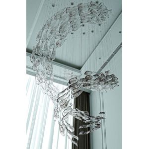 Creative Hotel Lobby Villa Banquet Hall Engineering Crystal Custom Lamp Decoration Spiral Glass Leaf Accessories